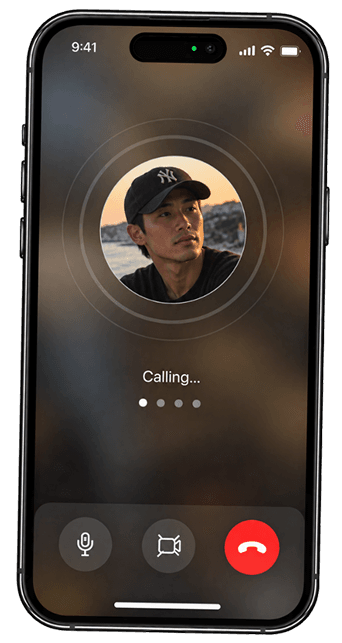DateMil voice call screen